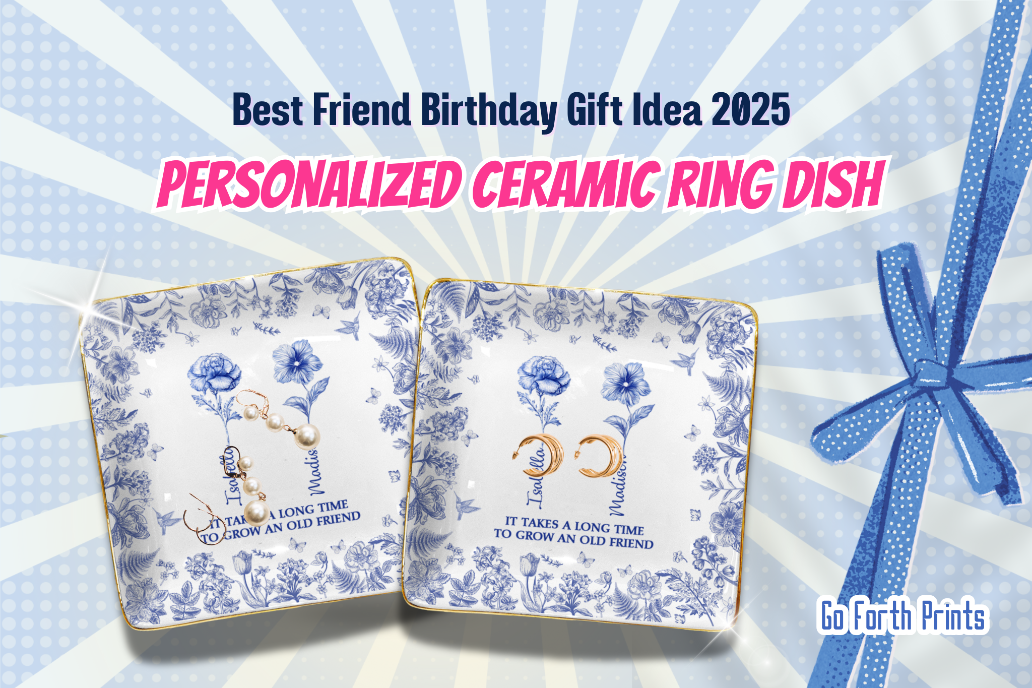 Personalized Ceramic Ring Dish with Custom Names – Best Friend Birthday Gift Idea 2025 from Go Forth Prints