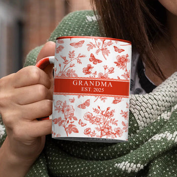Grandma/Mom Vintage Floral Pregnancy Announcement - Personalized Accent Mug