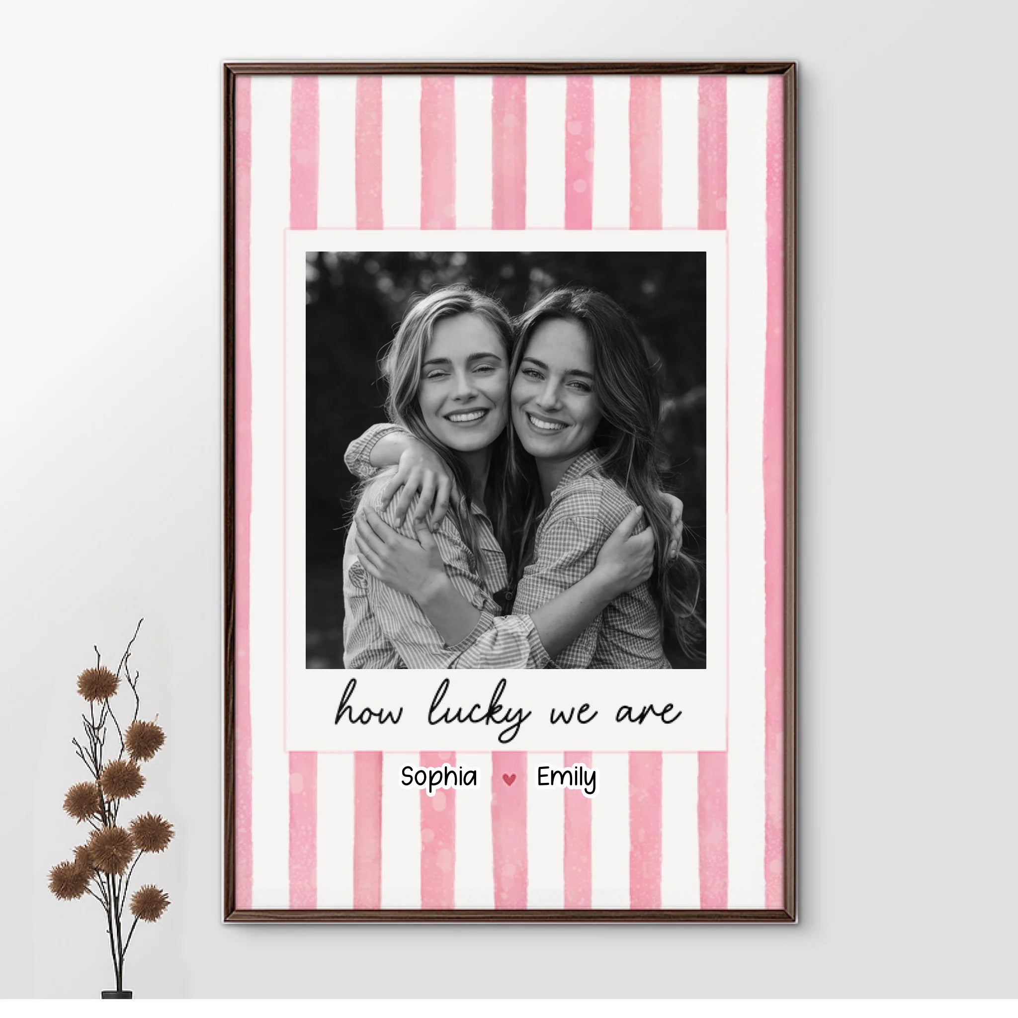 How Lucky Are We Custom Photo Besties Gifts - Personalized Poster