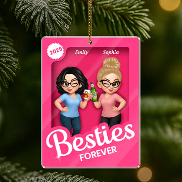 Besties Sisters 3D Effect Pink - Personalized Acrylic Ornament