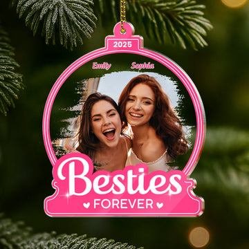 Besties Forever Pink Custom Photo - Personalized Acrylic Ornament