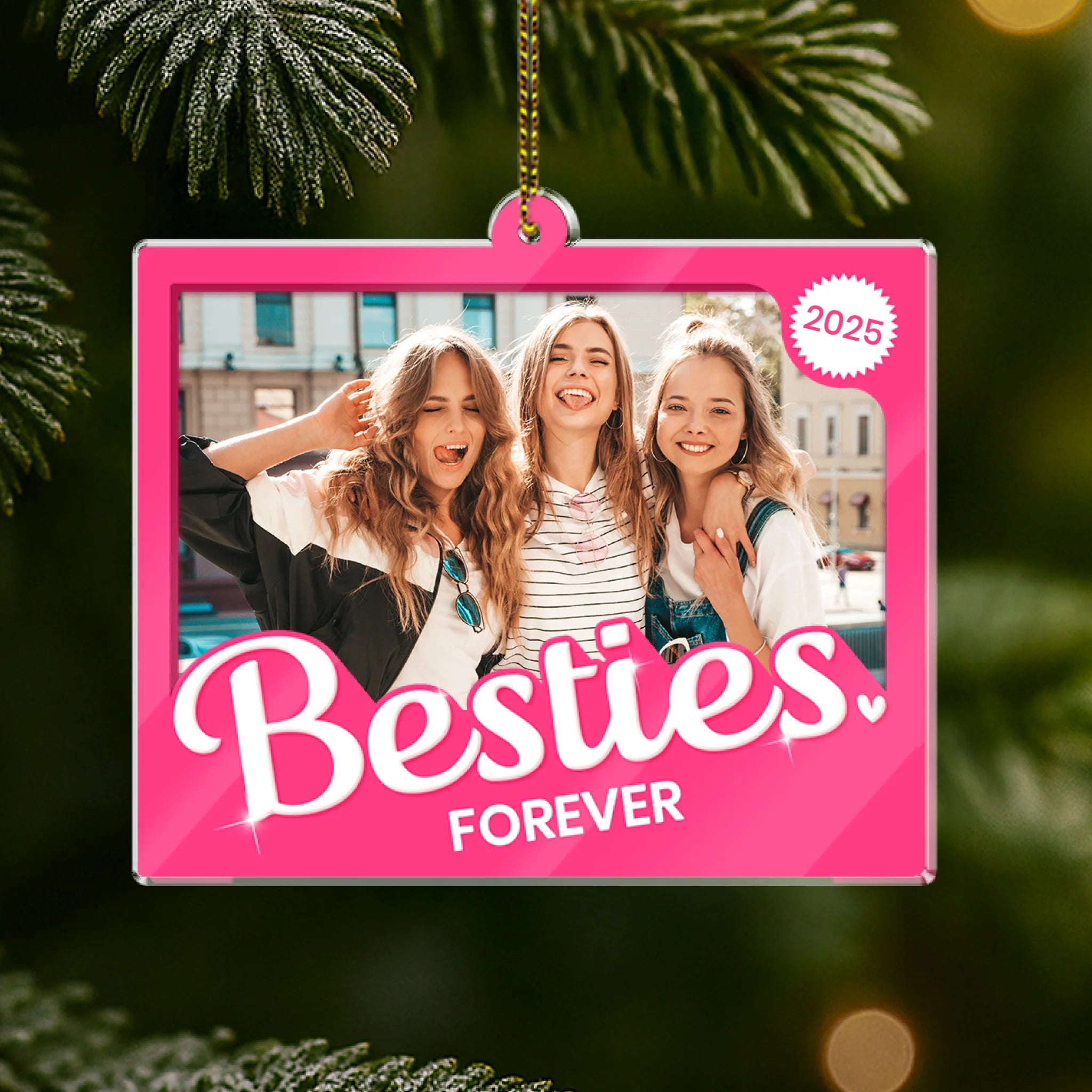 Besties Forever Girly Pink - Personalized Acrylic Ornament