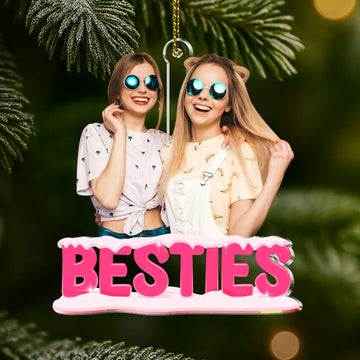 Girly Besties Friends Custom Photo - Personalized Acrylic Ornament