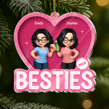 Bestie Sister 3D Effect Pink - Personalized Acrylic Ornament