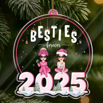 Besties Forever Girly Pink Pajamas - Personalized Acrylic Ornament