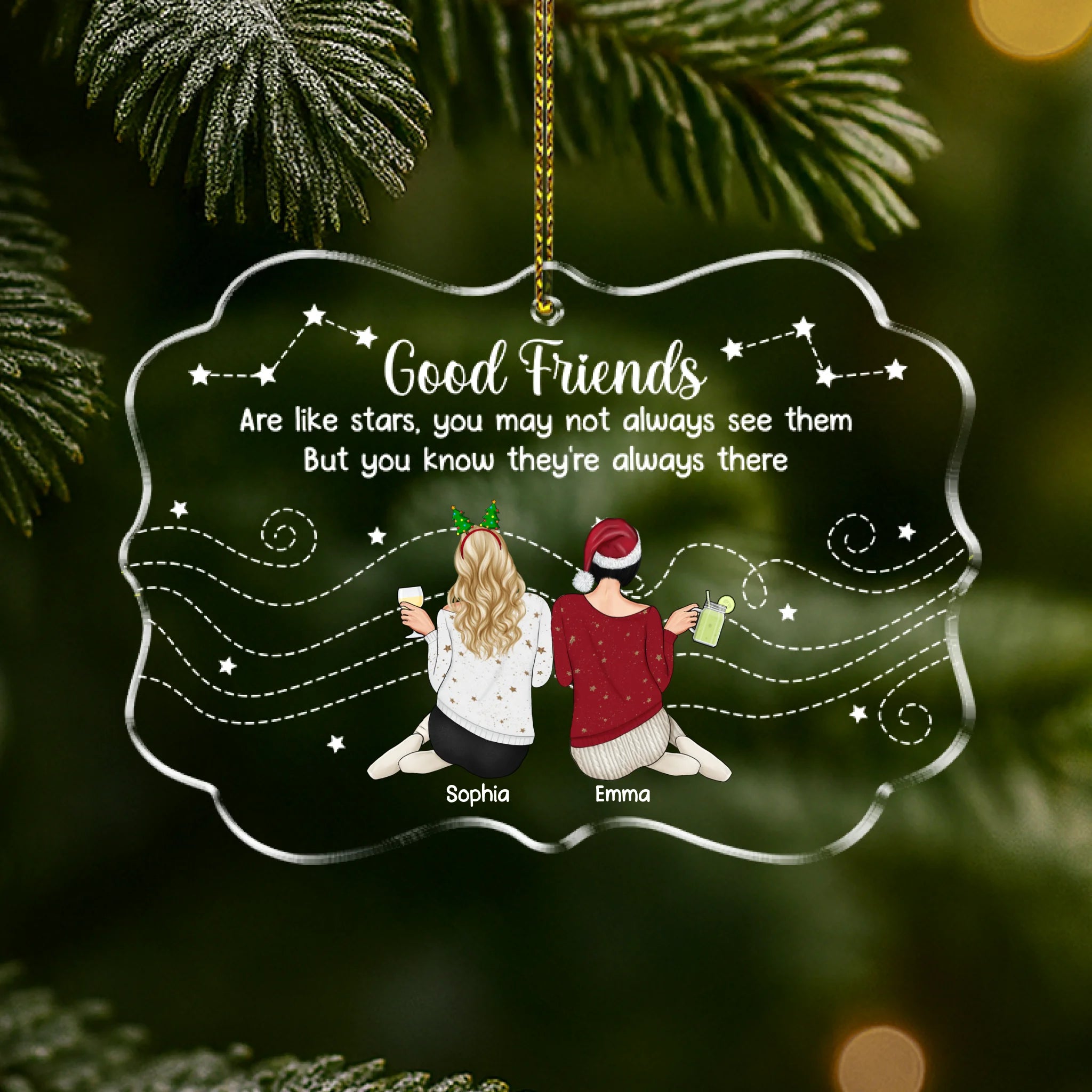 Good Friends Are Like Stars - Personalized Acrylic Ornament