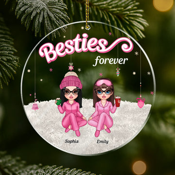 Besties Forever Pink Version - Personalized Acrylic Ornament