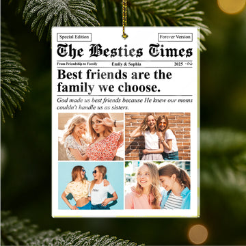 The BFF Times - Friendship Gifts Newspaper - Personalized Acrylic Ornament