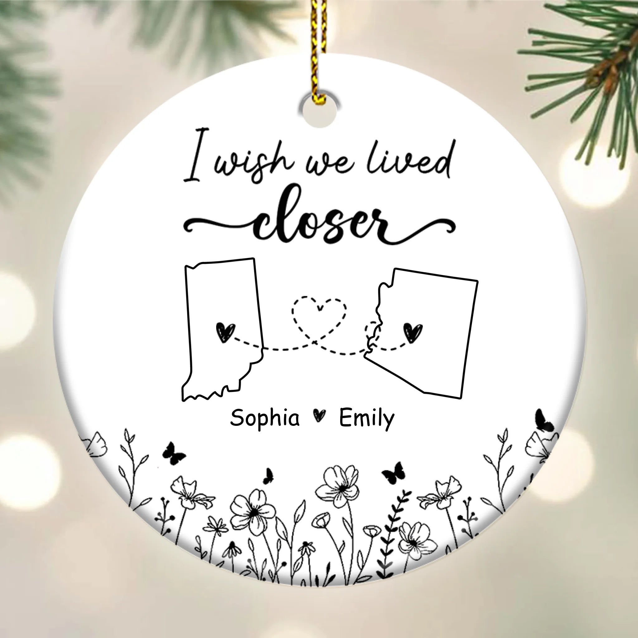 I Wish We Lived Closer Friends Custom Name - Personalized Circle Ceramic Ornament