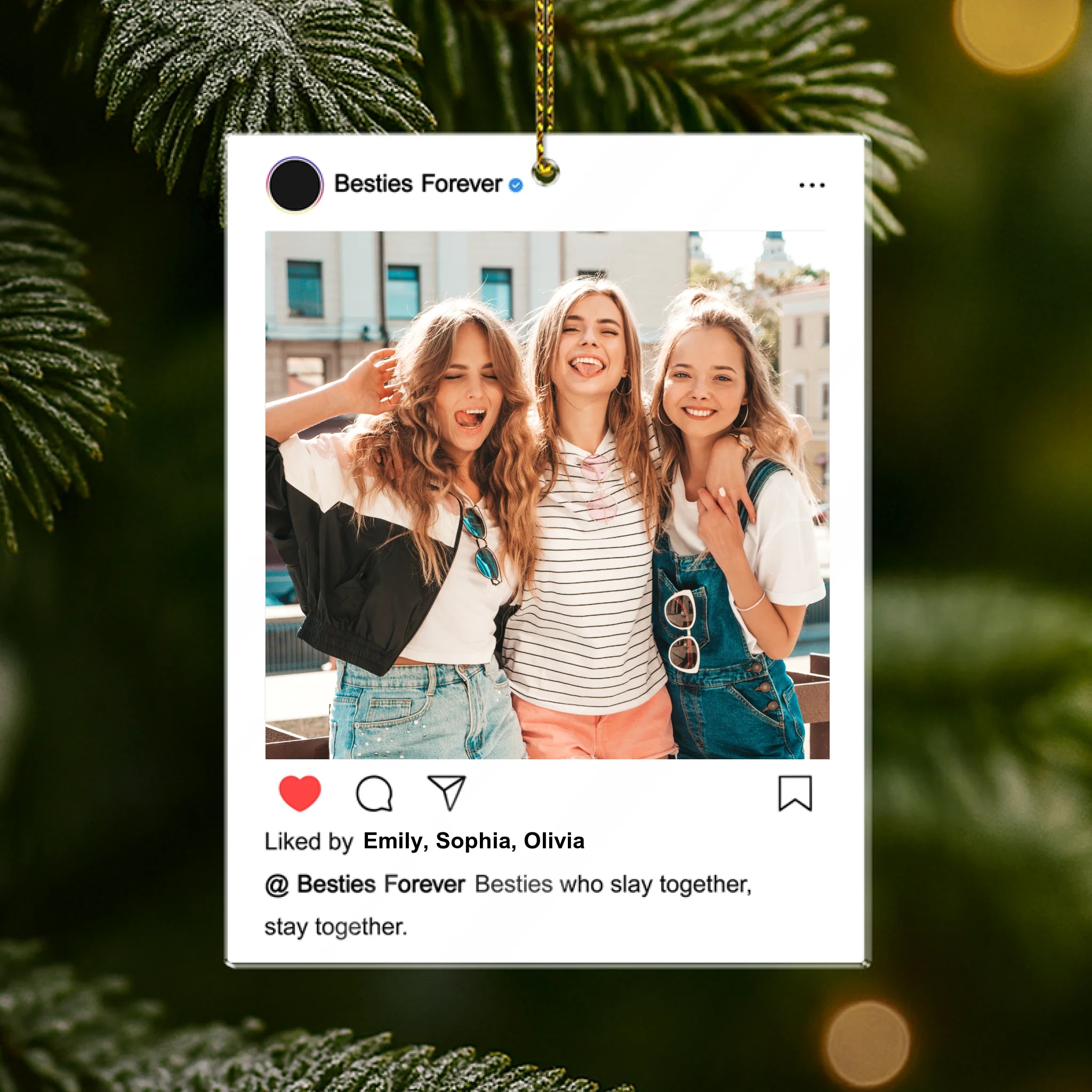 Besties Forever Social Network - Personalized Acrylic Ornament