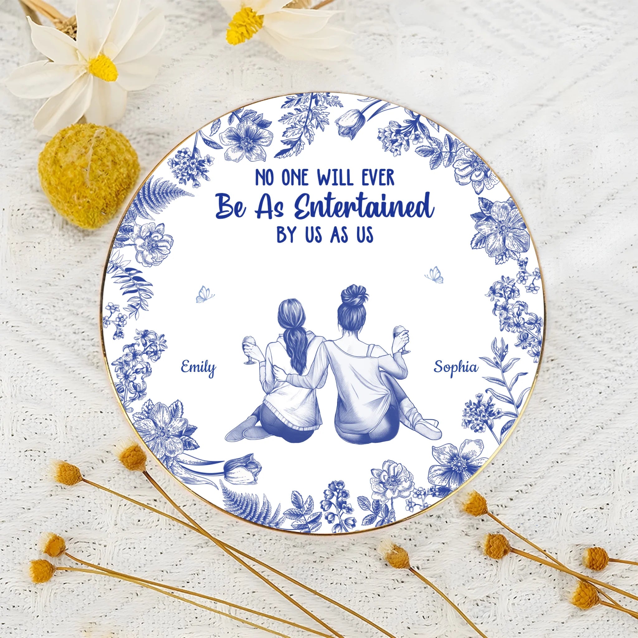 No One Will Ever Be As Entertained By Us As Us Toile De Jouy - Personalized Ceramic Jewelry Dish