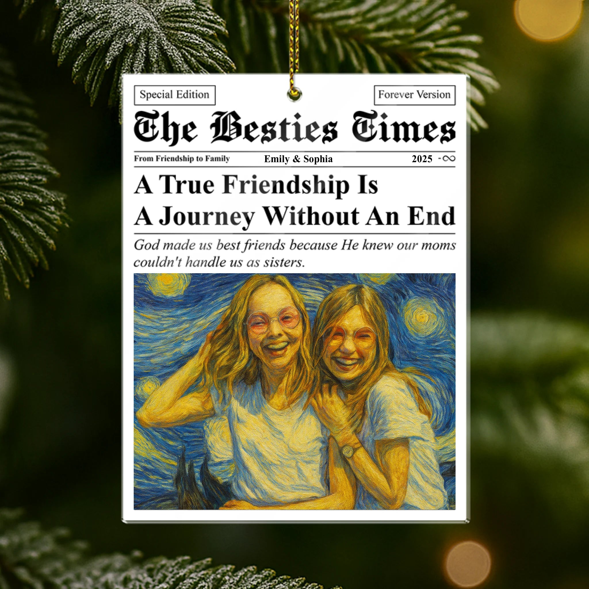 A True Friendship Is A Journey Without An End Van Gogh Style - Personalized Acrylic Ornament