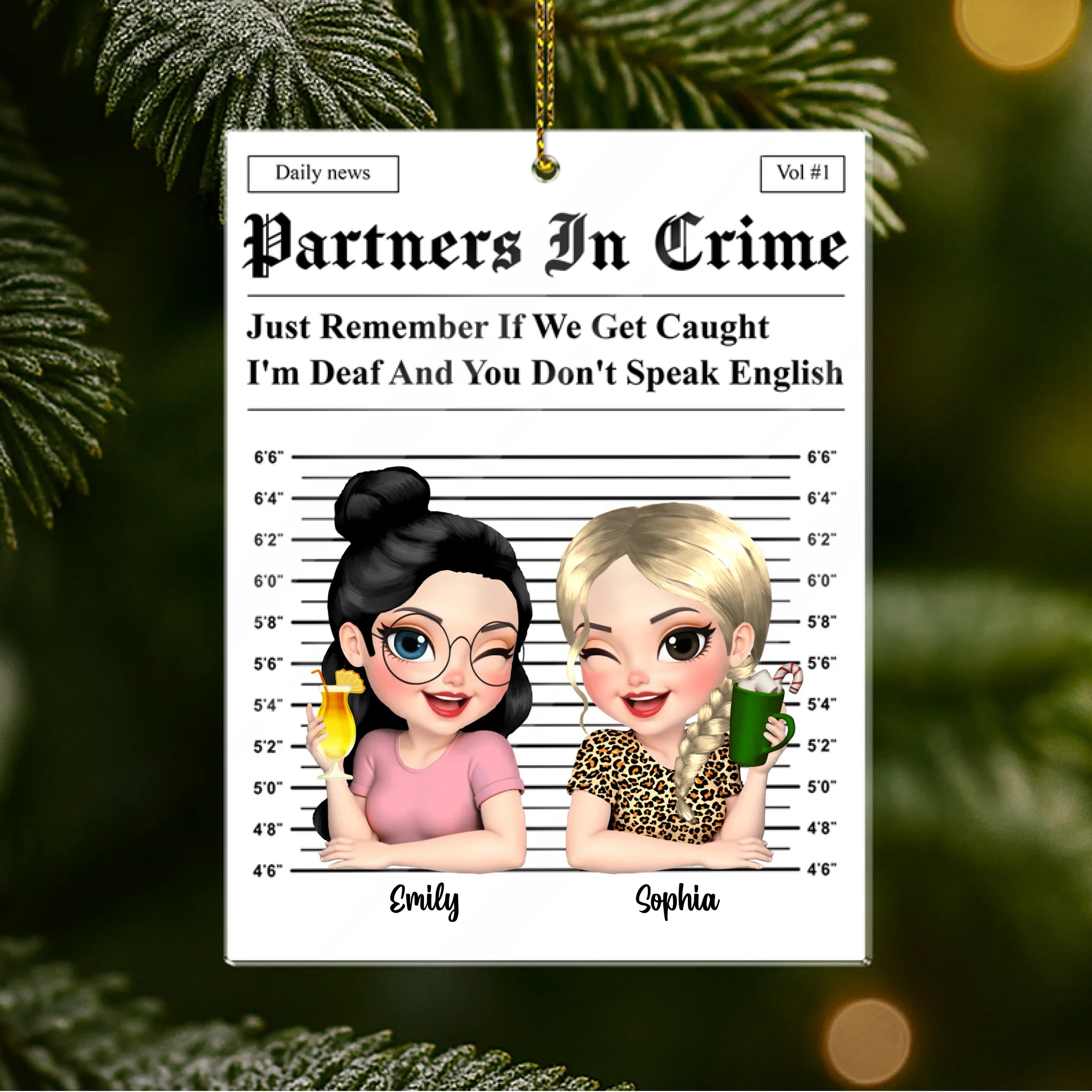Partners In Crime - Gifts For Friends, Besties - Personalized Acrylic Ornament