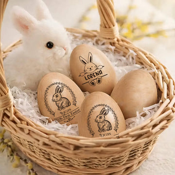 Baby First Easter Custom Name - Personalized Musical Wooden Easter Egg Shaker