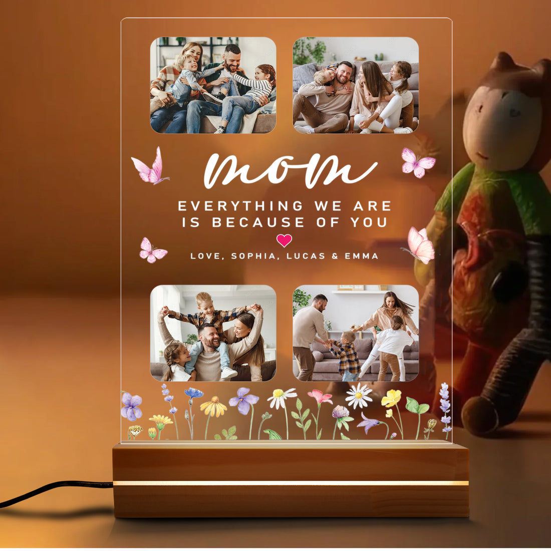Mom Everything We Are Is Because Of You - Personalized Acrylic Night Light