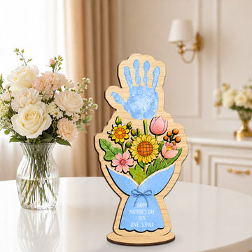 Personalized Handprint Flower Gift For Mom - Personalized Handprint Sign