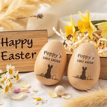 Custom Name First Easter - Personalized Musical Wooden Easter Egg Shaker