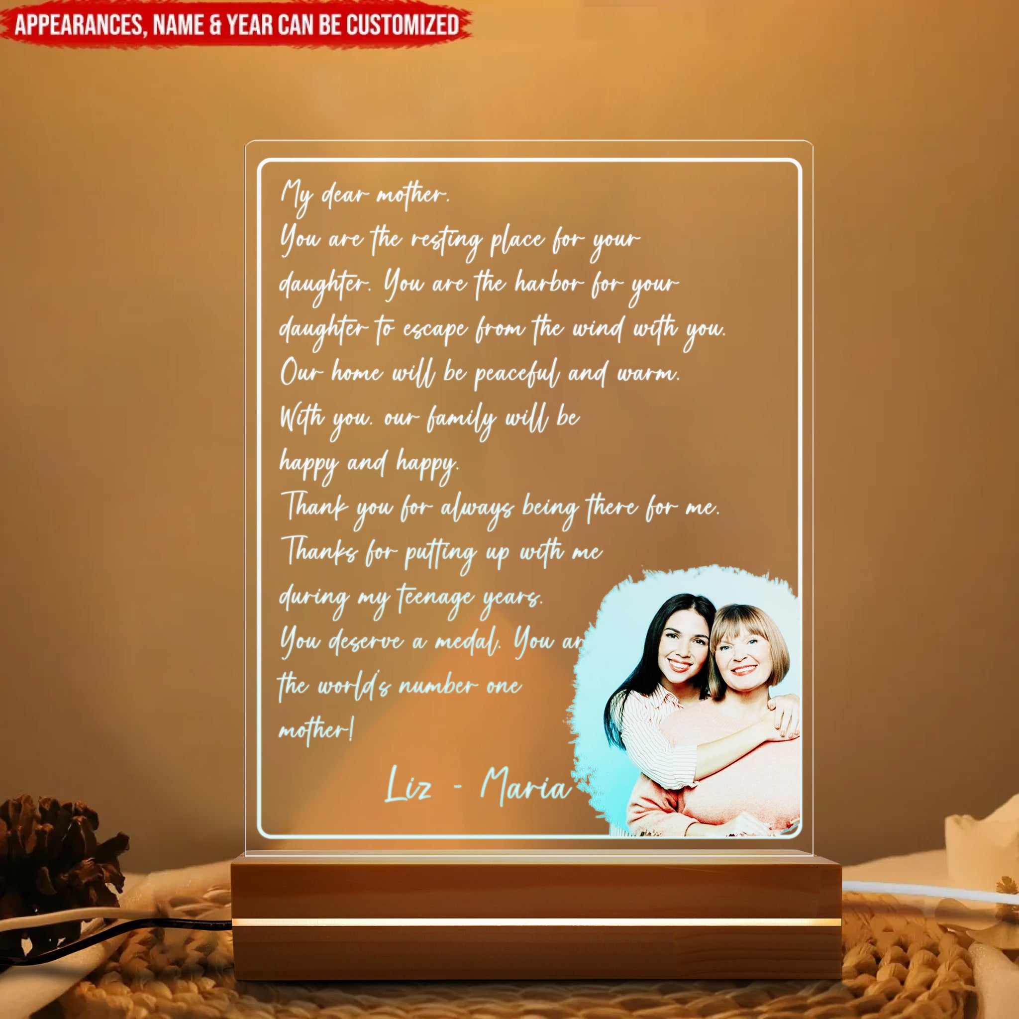 My Dear Mother - Personalized Acrylic Night Light