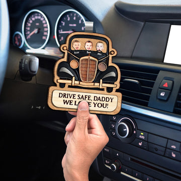 Drive Safe Daddy - Personalized Photo Wooden Car Visor Clip