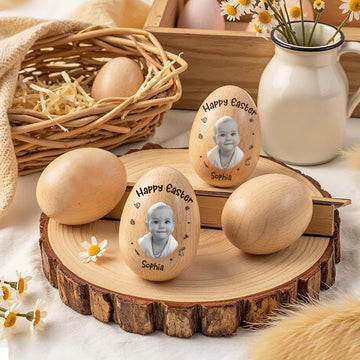 Happy Easter Custom Photo - Personalized Musical Wooden Egg Shaker