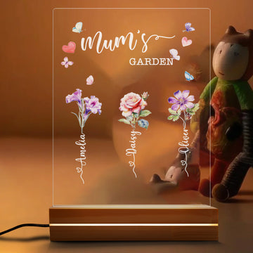 Mum's Garden Custom Birth Flower - Personalized Acrylic Night Light