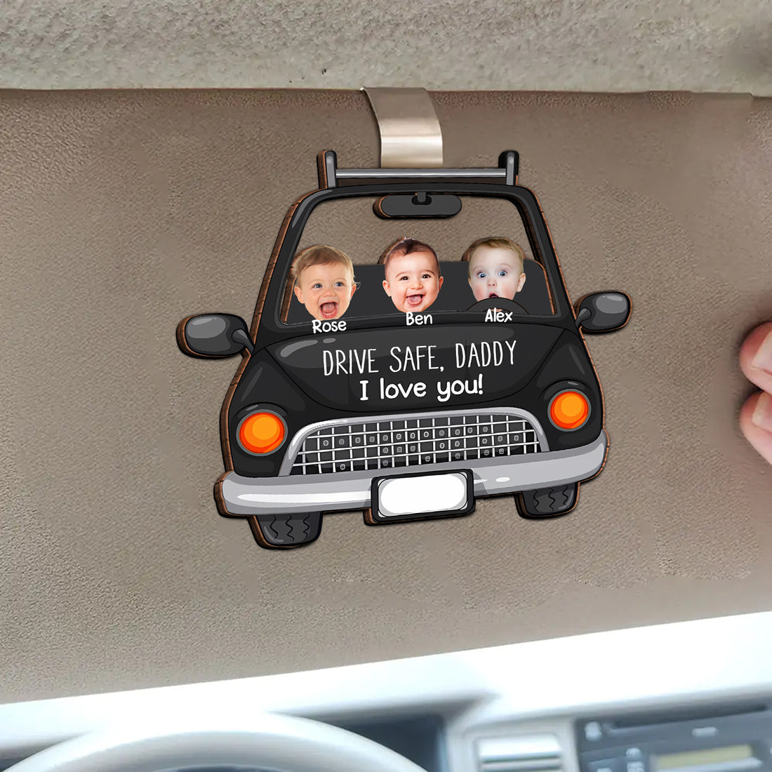 Drive Safe Daddy - Personalized Photo Wooden Car Visor Clip