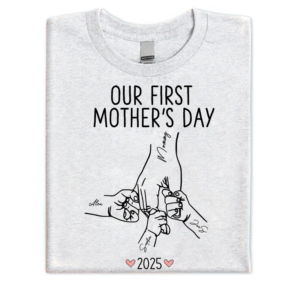 Our First Mother's Day Custom Mom & Baby Hand - Personalized T-Shirt