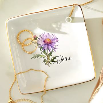 Custom Birth Month Flower - Personalized Jewelry Dish
