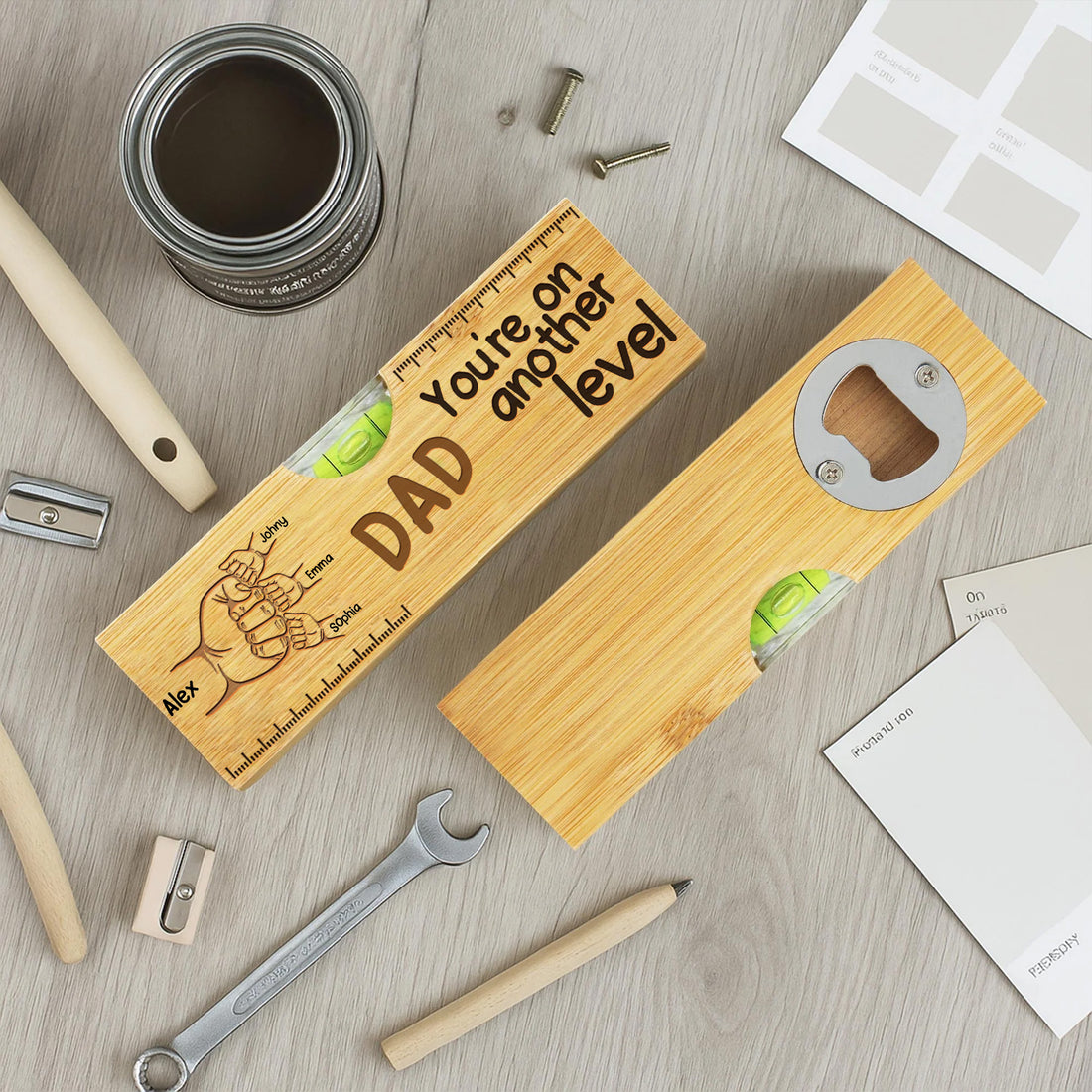 You Are On Another Level, Bump Kids - Personalized Wooden Spirit Level Bottle Opener